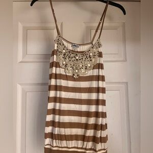 Express Brown and Cream Striped Tank Top